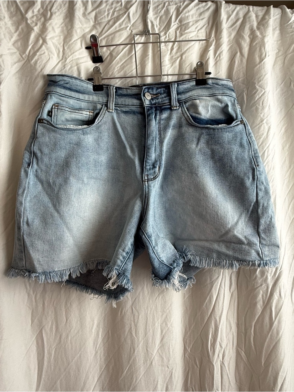 Judy Blue Light Blue Frayed Hem Denim Shorts